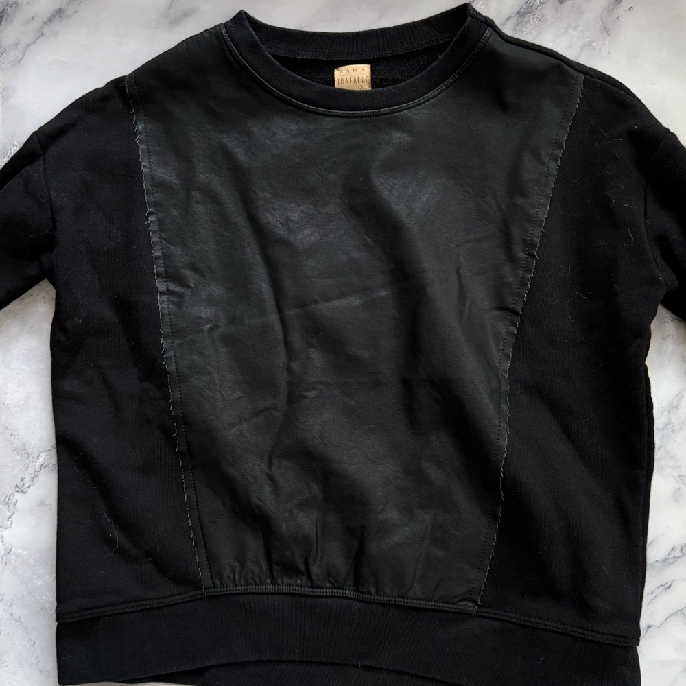 Zara faux leather sweatshirt
